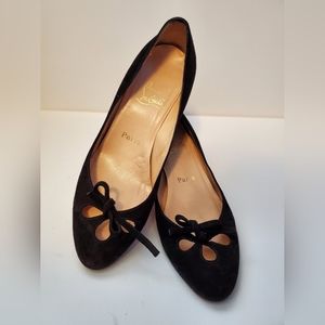 Christian Louboutin Wedge Black Suede Dress Shoes - 39